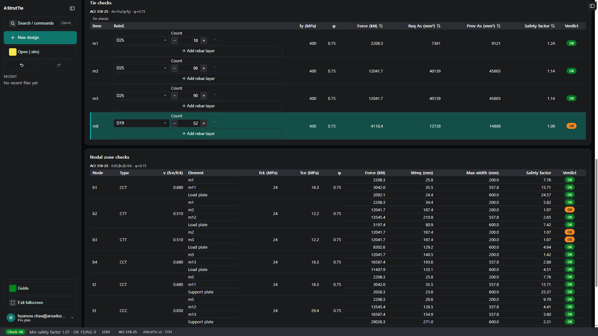 AStrutTie Design Review strength-check tables