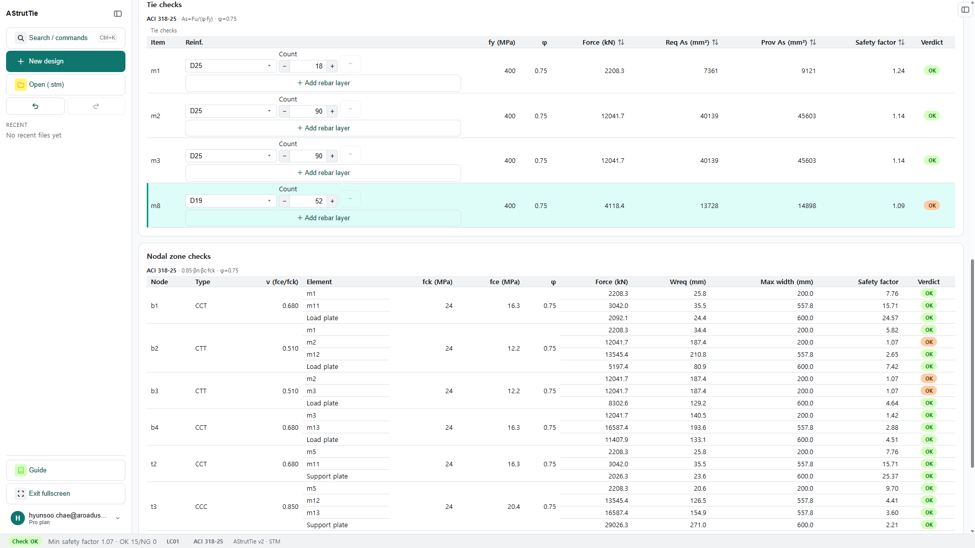 AStrutTie Design Review strength-check tables